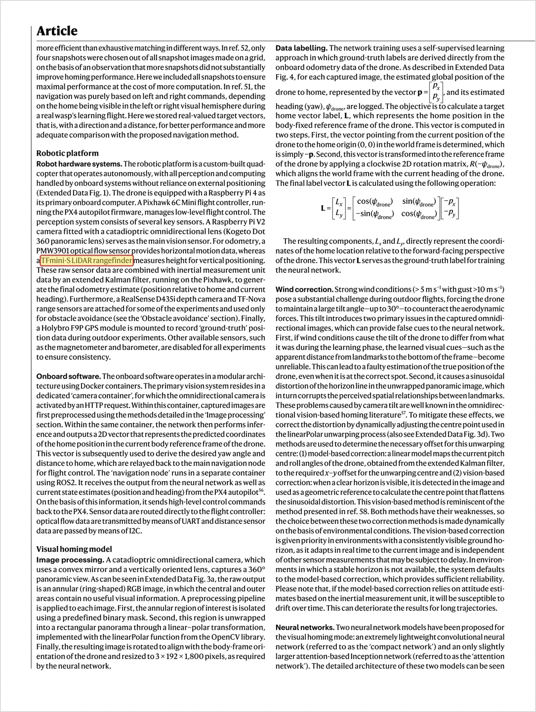 Full evidence page · TFmini-S altitude measurement highlighted