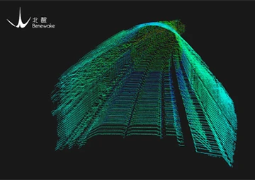 Colored LiDAR point cloud with the Benewake logo