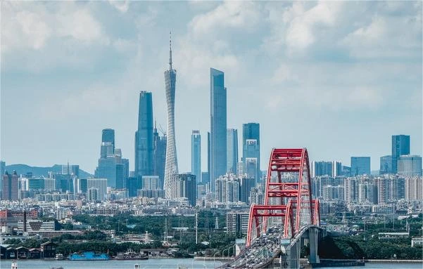 广州城市天际线与跨江桥梁